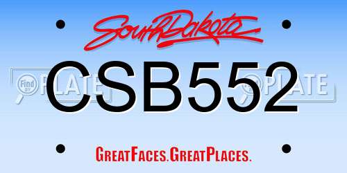 CSB552 South Dakota License Plate