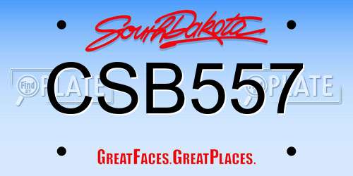 CSB557 South Dakota License Plate