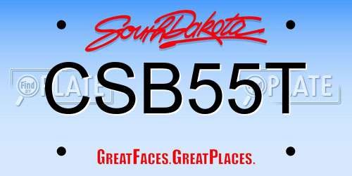 CSB55T South Dakota License Plate