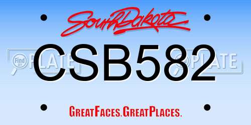 CSB582 South Dakota License Plate