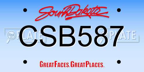 CSB587 South Dakota License Plate