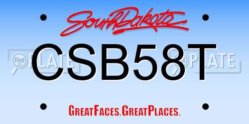 CSB58T South Dakota License Plate