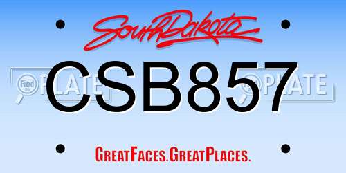 CSB857 South Dakota License Plate