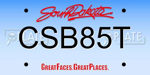 CSB85T South Dakota License Plate