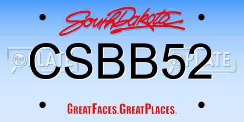 CSBB52 South Dakota License Plate