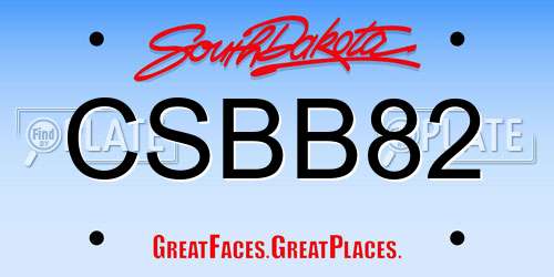 CSBB82 South Dakota License Plate