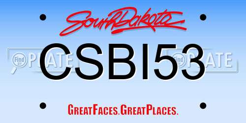 CSBI53 South Dakota License Plate