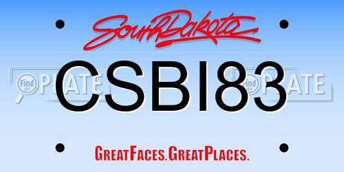 CSBI83 South Dakota License Plate