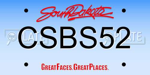 CSBS52 South Dakota License Plate