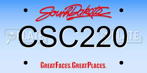 CSC220 South Dakota License Plate