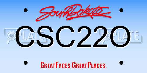 CSC22O South Dakota License Plate