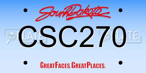 CSC270 South Dakota License Plate