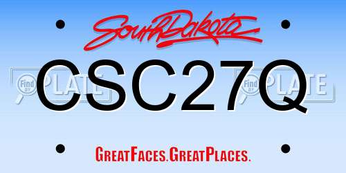CSC27Q South Dakota License Plate