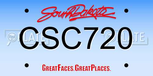 CSC720 South Dakota License Plate