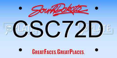 CSC72D South Dakota License Plate
