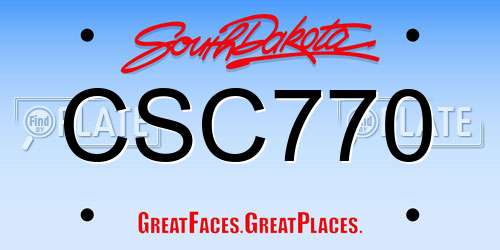 CSC770 South Dakota License Plate