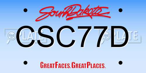 CSC77D South Dakota License Plate
