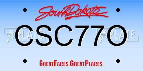 CSC77O South Dakota License Plate