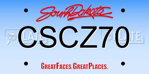 CSCZ70 South Dakota License Plate