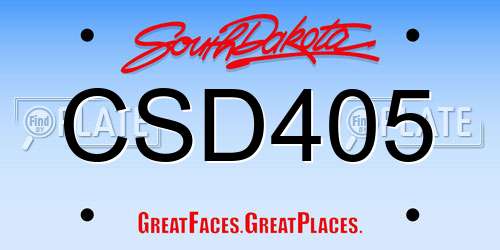 CSD405 South Dakota License Plate