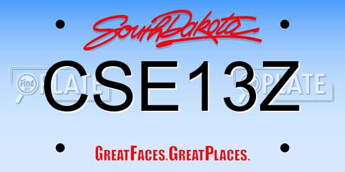 CSE13Z South Dakota License Plate
