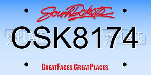 CSK8174 South Dakota License Plate