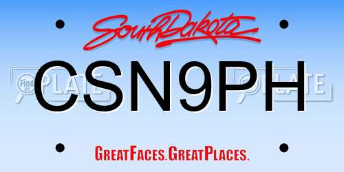 CSN9PH South Dakota License Plate