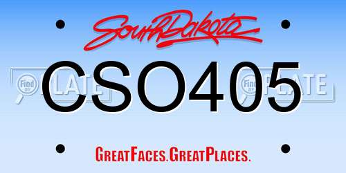CSO405 South Dakota License Plate