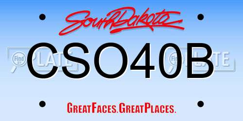 CSO40B South Dakota License Plate