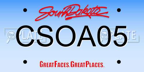 CSOA05 South Dakota License Plate