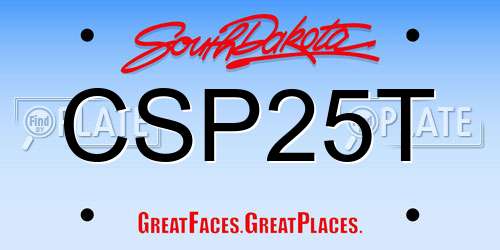 CSP25T South Dakota License Plate