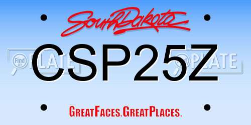 CSP25Z South Dakota License Plate