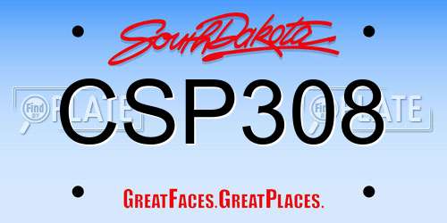 CSP308 South Dakota License Plate