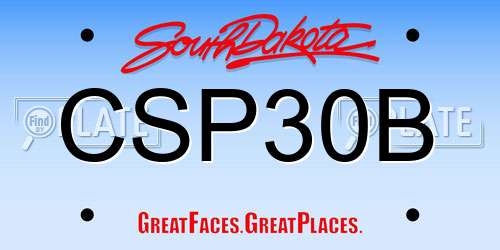 CSP30B South Dakota License Plate