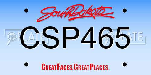 CSP465 South Dakota License Plate