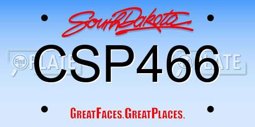 CSP466 South Dakota License Plate