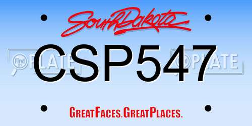CSP547 South Dakota License Plate