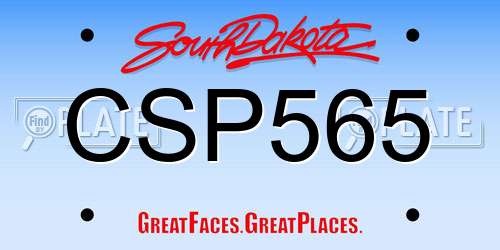 CSP565 South Dakota License Plate