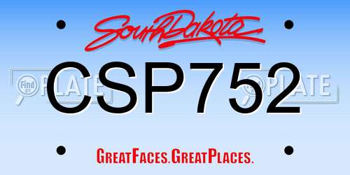 CSP752 South Dakota License Plate