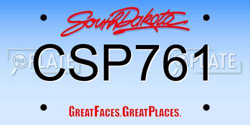 CSP761 South Dakota License Plate