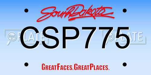 CSP775 South Dakota License Plate