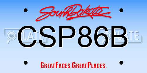 CSP86B South Dakota License Plate