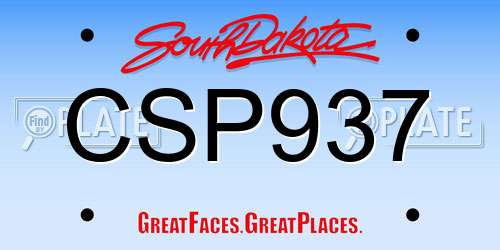 CSP937 South Dakota License Plate