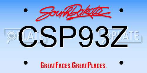 CSP93Z South Dakota License Plate