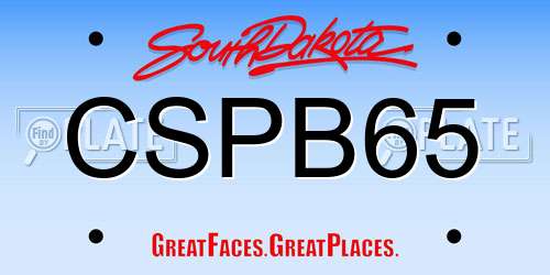 CSPB65 South Dakota License Plate