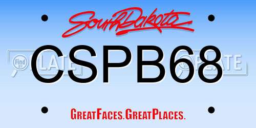 CSPB68 South Dakota License Plate