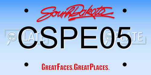 CSPE05 South Dakota License Plate