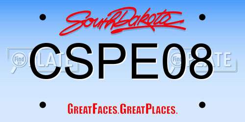 CSPE08 South Dakota License Plate