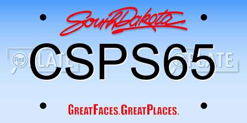 CSPS65 South Dakota License Plate