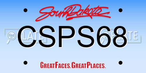 CSPS68 South Dakota License Plate